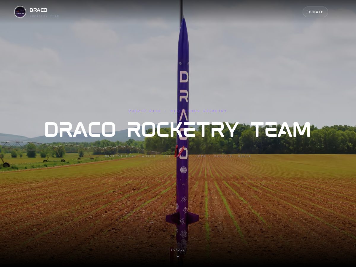 Landing-page snapshot of dracorocketry.com