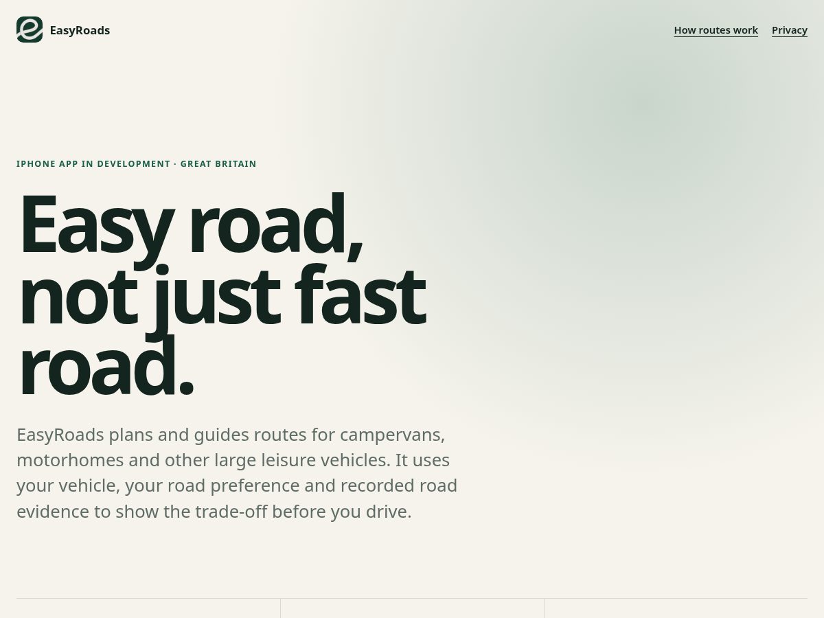 Landing-page snapshot of easyroads.app