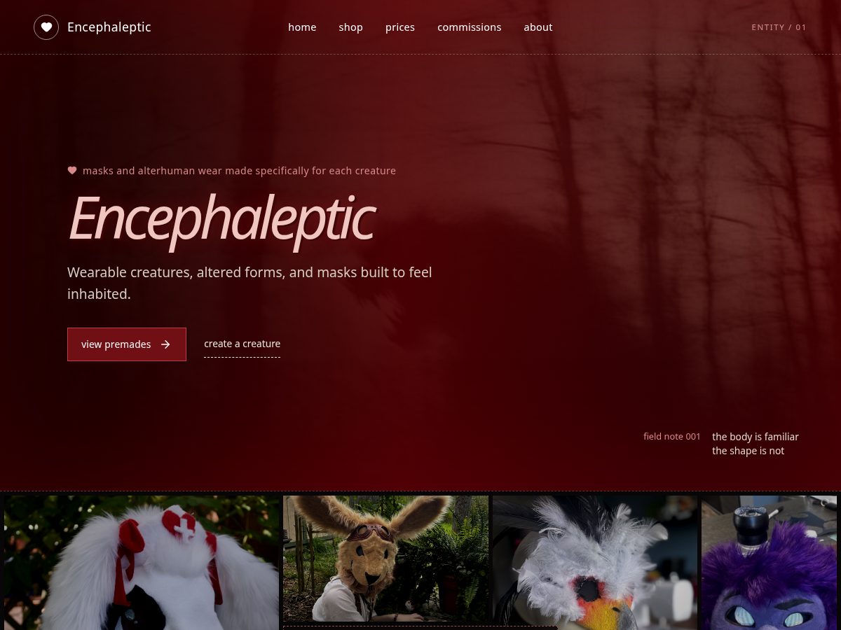 Landing-page snapshot of encephaleptic.com
