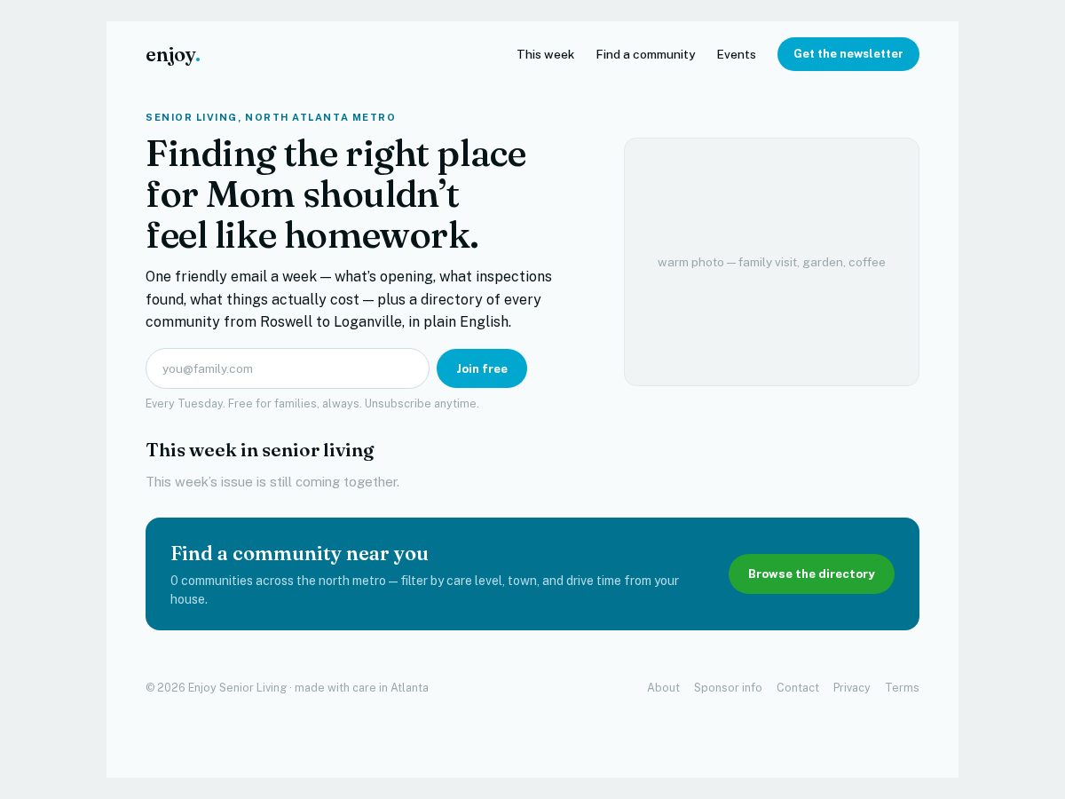 Landing-page snapshot of enjoysrliving.com