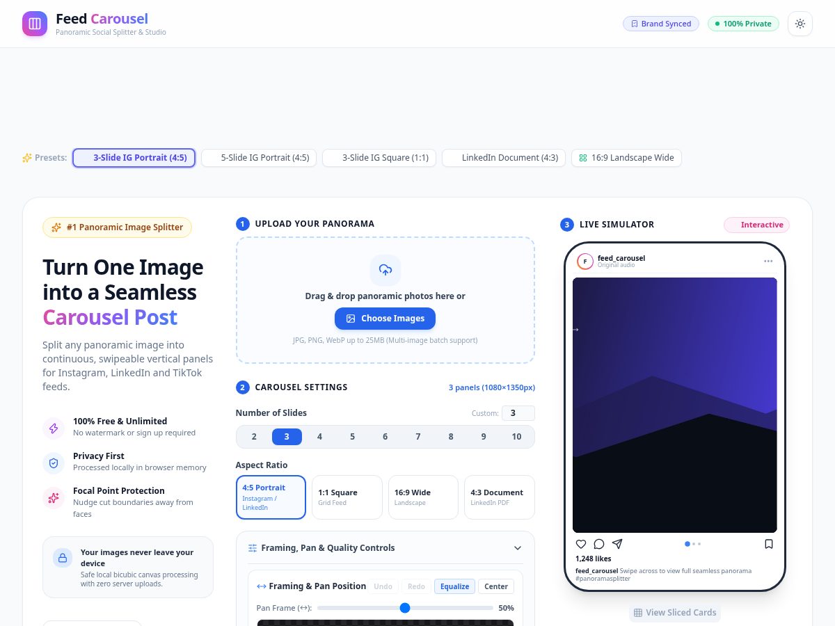 Landing-page snapshot of feedcarousel.com