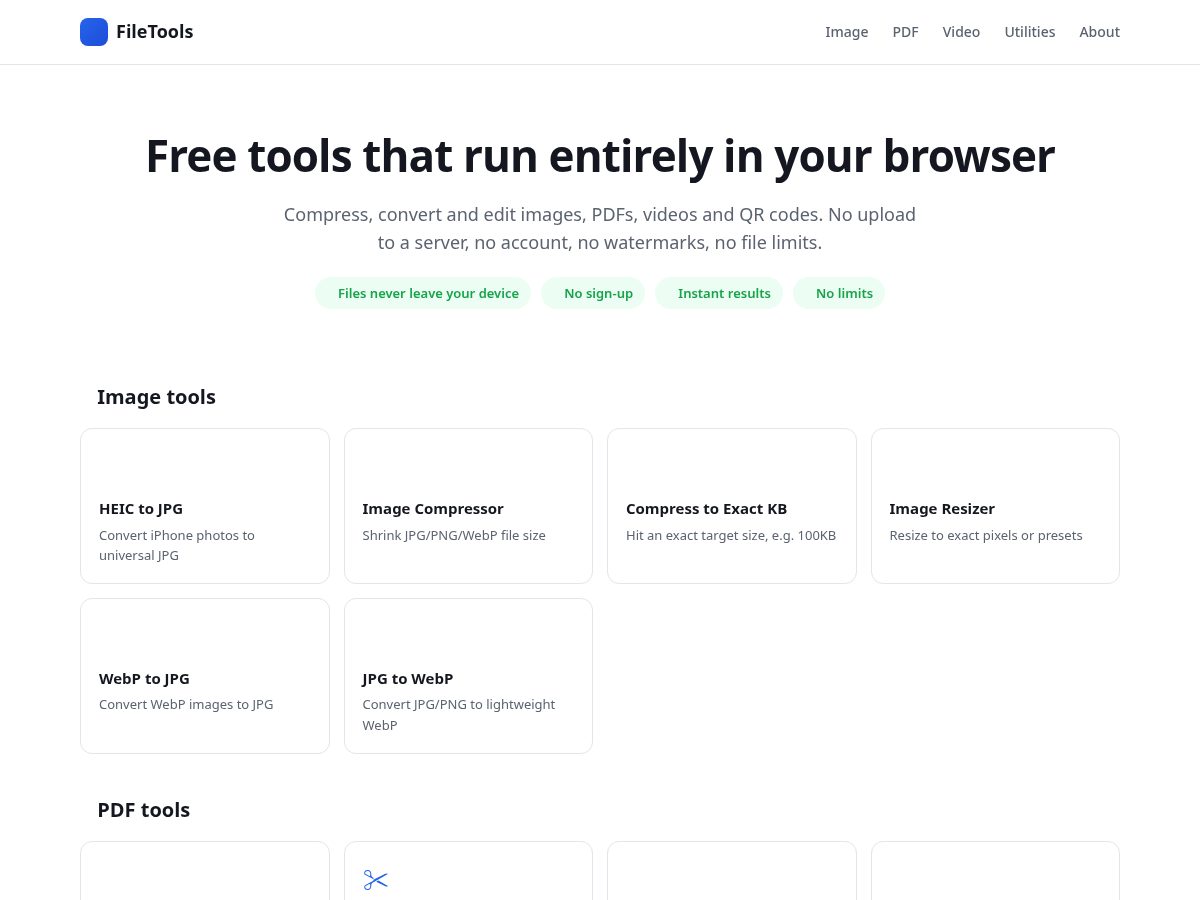 Landing-page snapshot of filetools.you