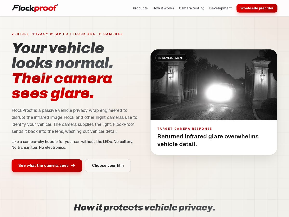 Landing-page snapshot of flockproof.com