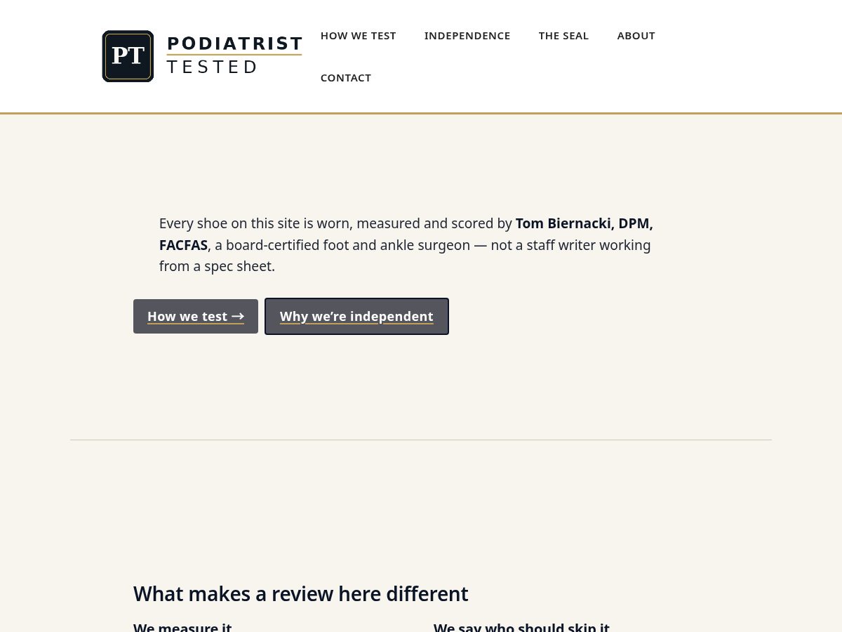 Landing-page snapshot of footdoctortested.com