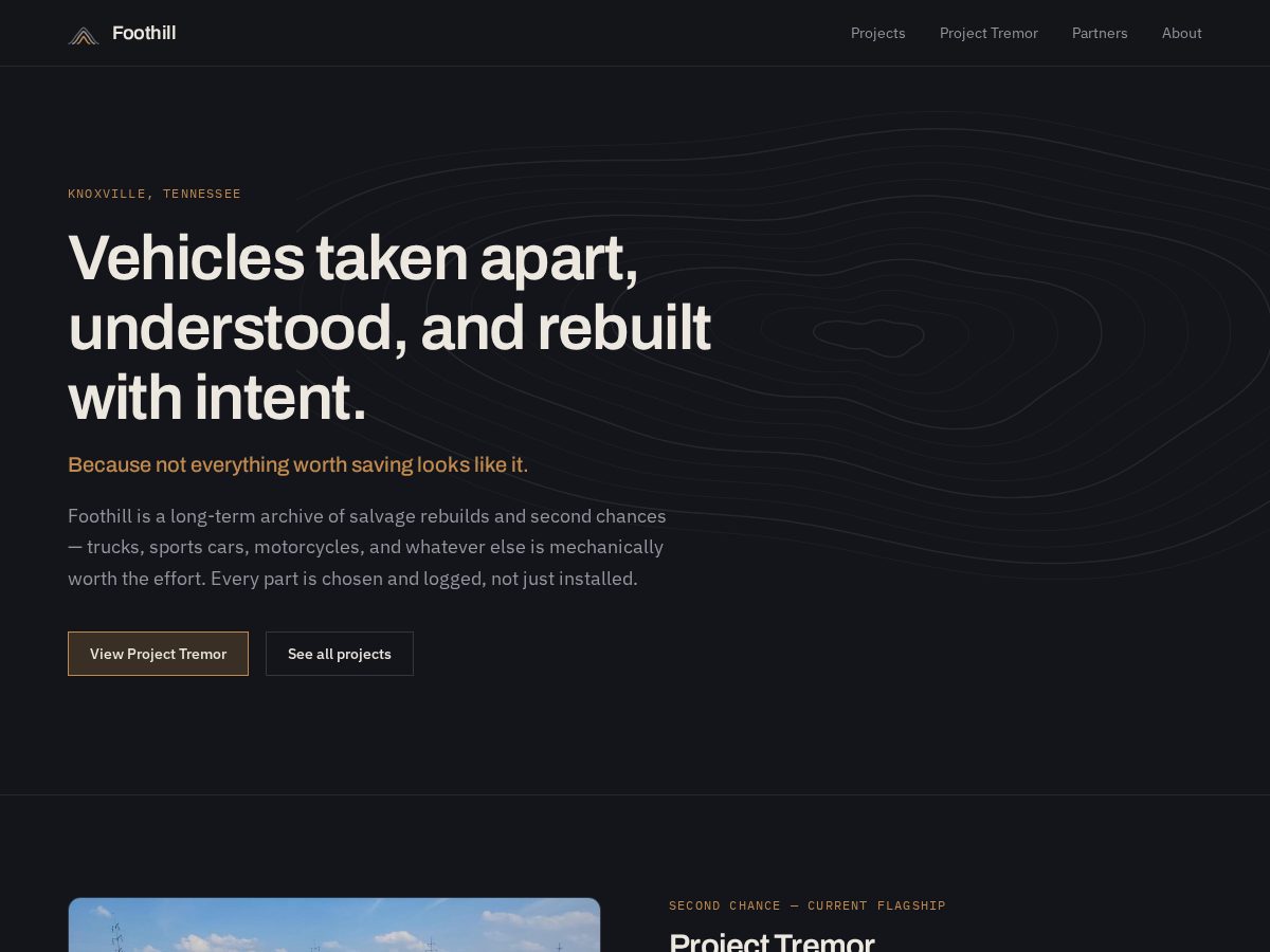 Landing-page snapshot of foothill.build