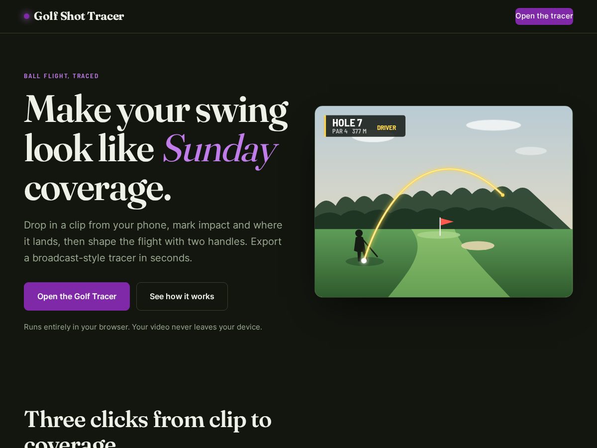 Landing-page snapshot of golfballtracking.com