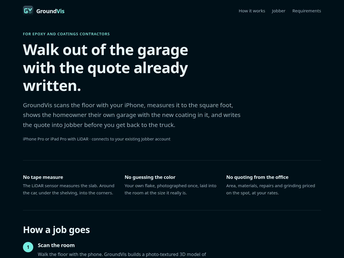 Landing-page snapshot of groundvis.app