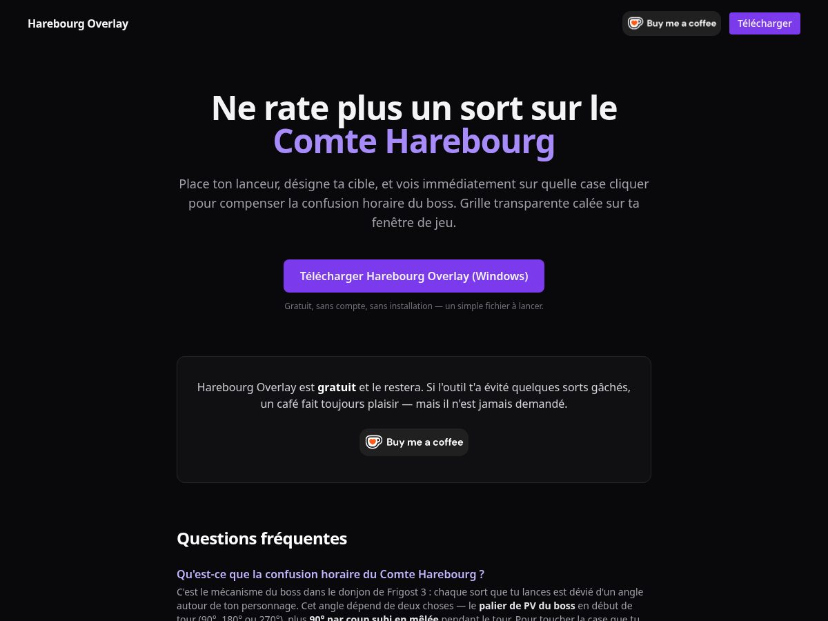 Landing-page snapshot of harebourg.app