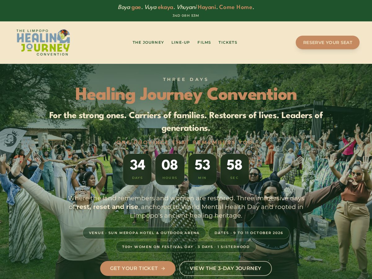 Landing-page snapshot of healingjourney.africa