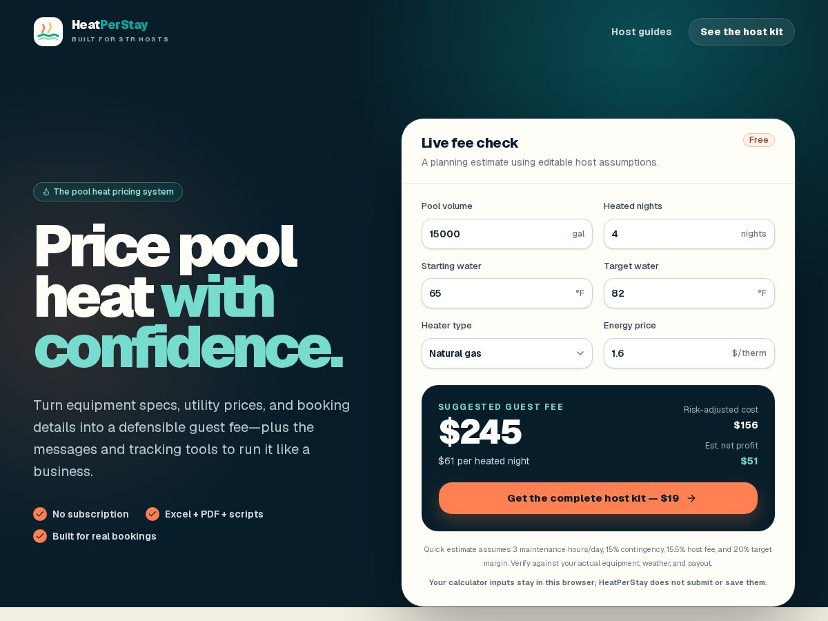 Landing-page snapshot of heatperstay.com