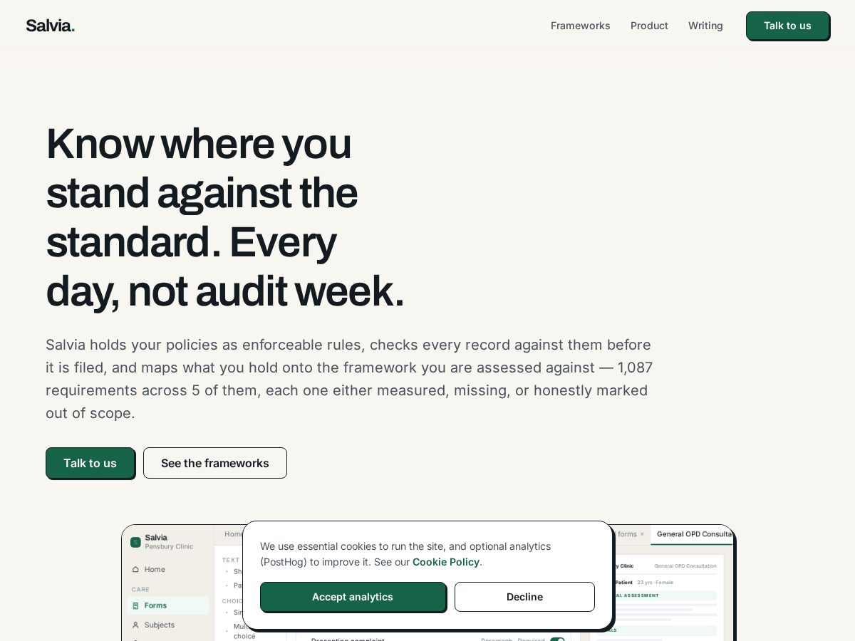 Landing-page snapshot of hellosalvia.care
