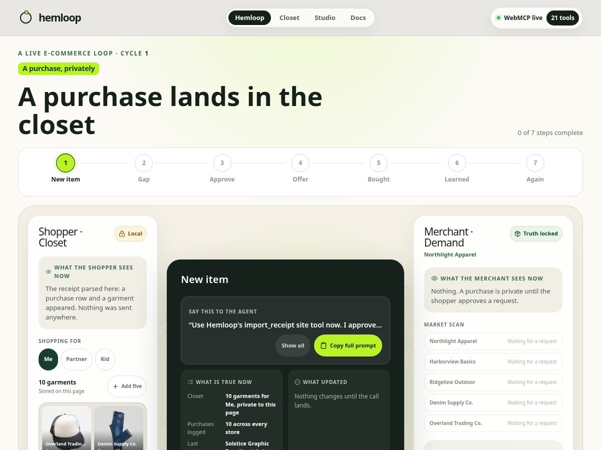 Landing-page snapshot of hemloop.app