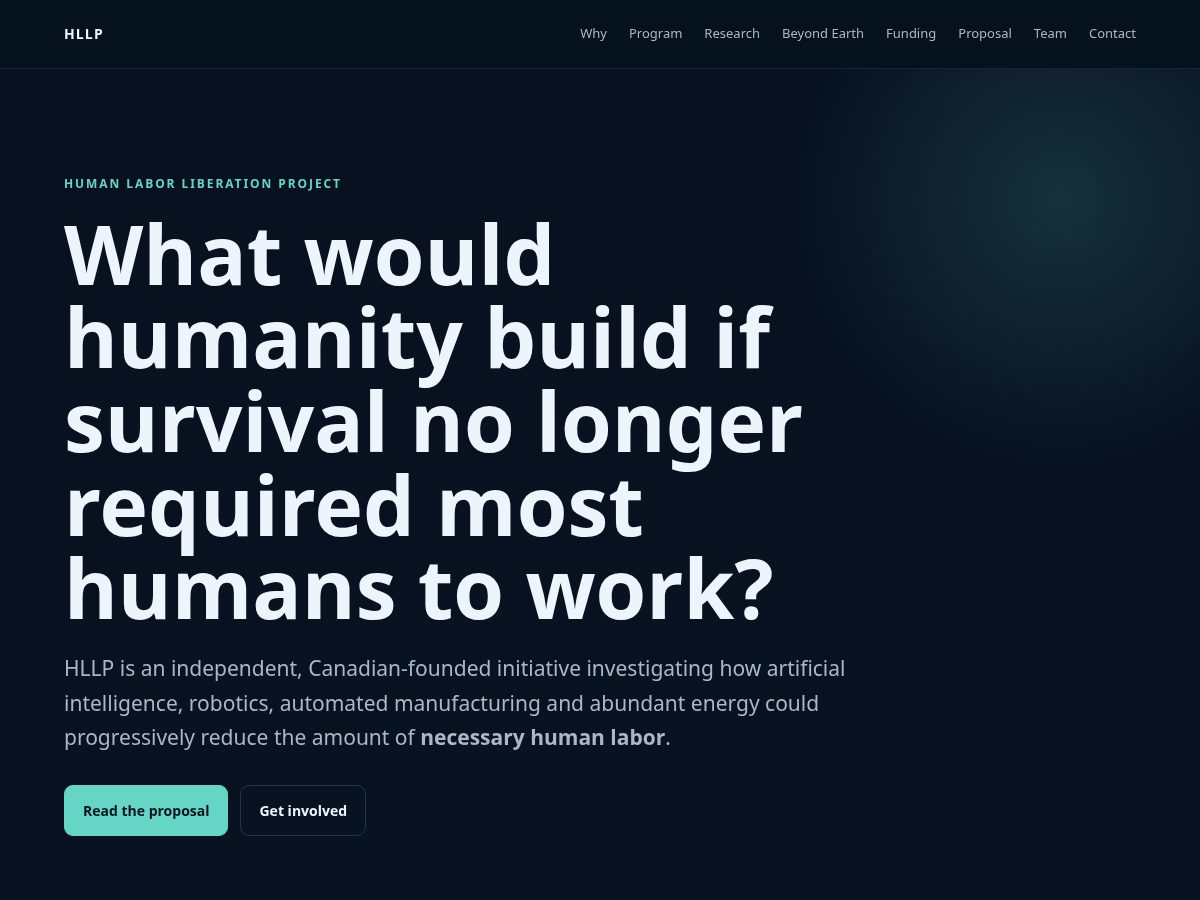 Landing-page snapshot of humanlaborliberation.org