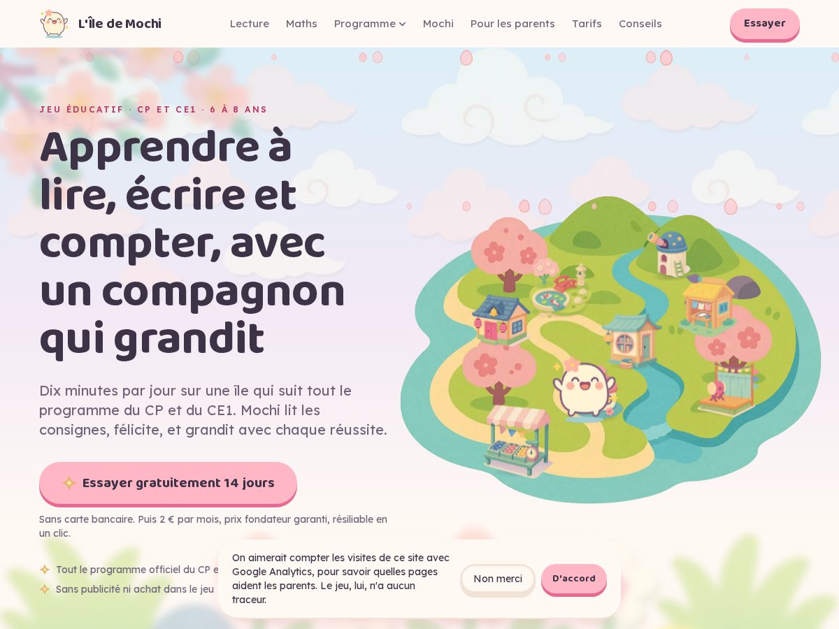 Landing-page snapshot of iledemochi.com