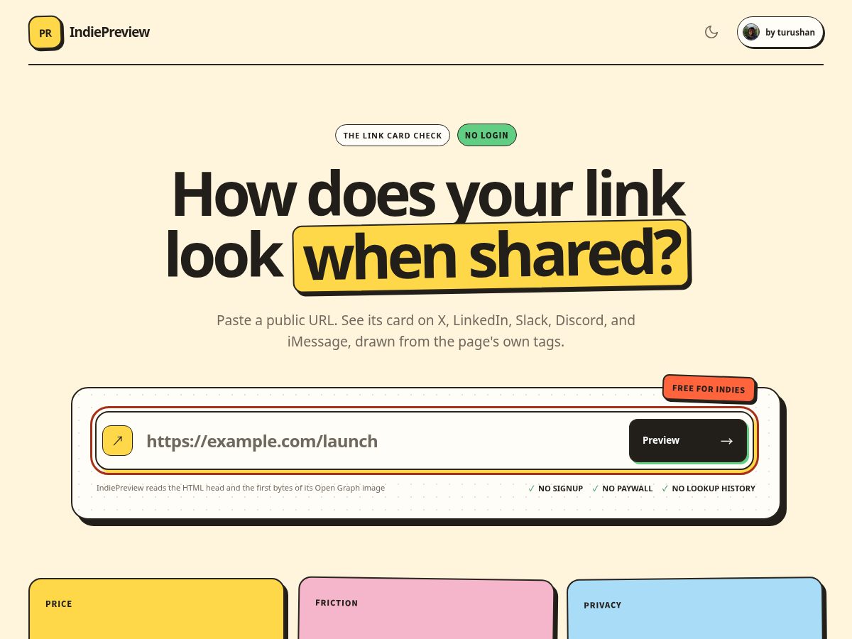 Landing-page snapshot of indiepreview.com