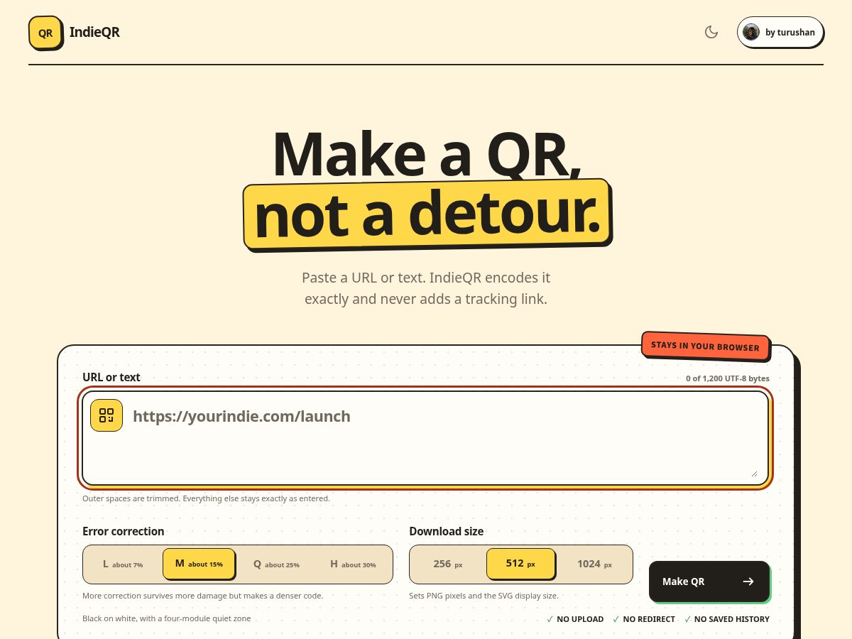 Landing-page snapshot of indieqr.com