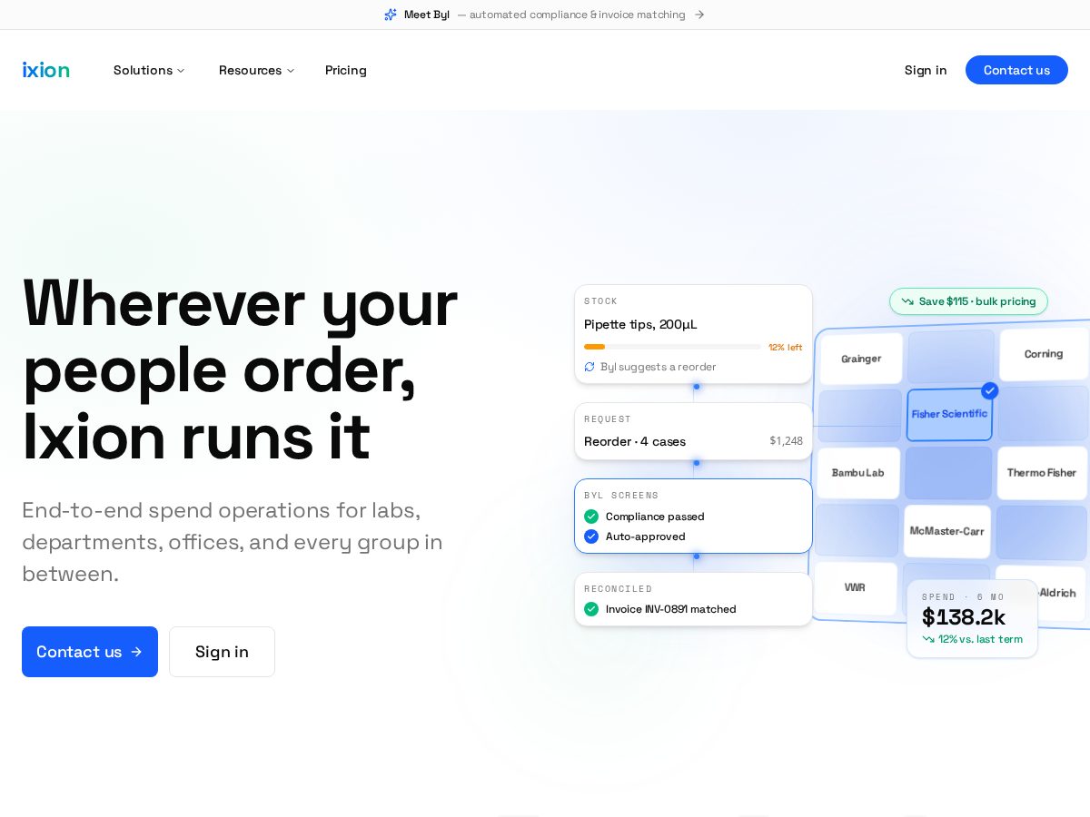 Landing-page snapshot of ixionhq.com