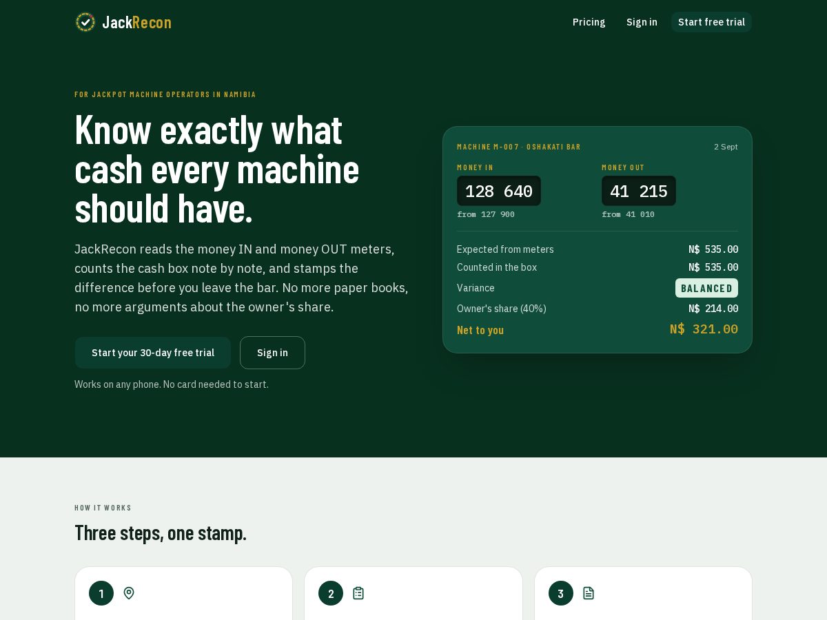 Landing-page snapshot of jackrecon.com