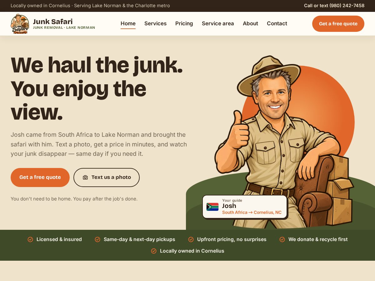 Landing-page snapshot of junksafari.com