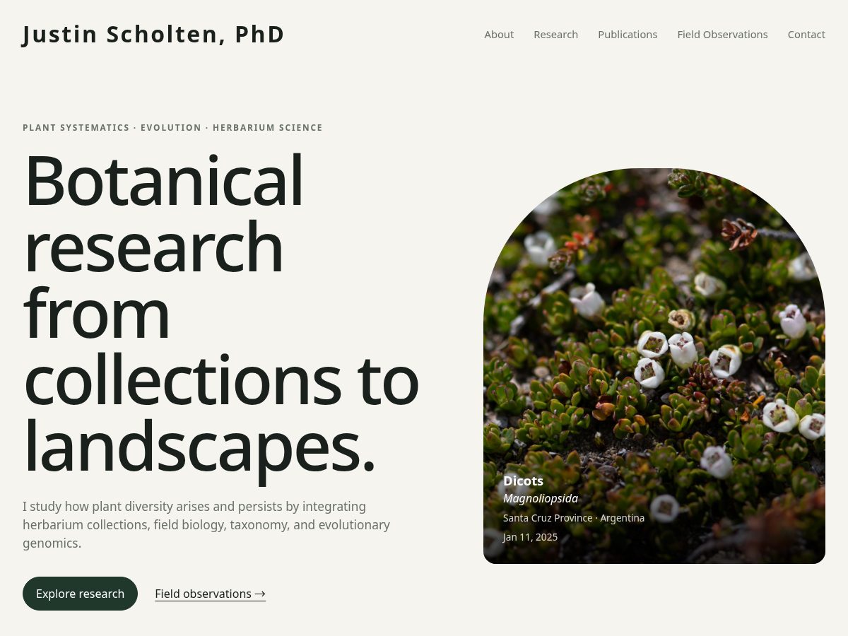 Landing-page snapshot of justinscholten.com
