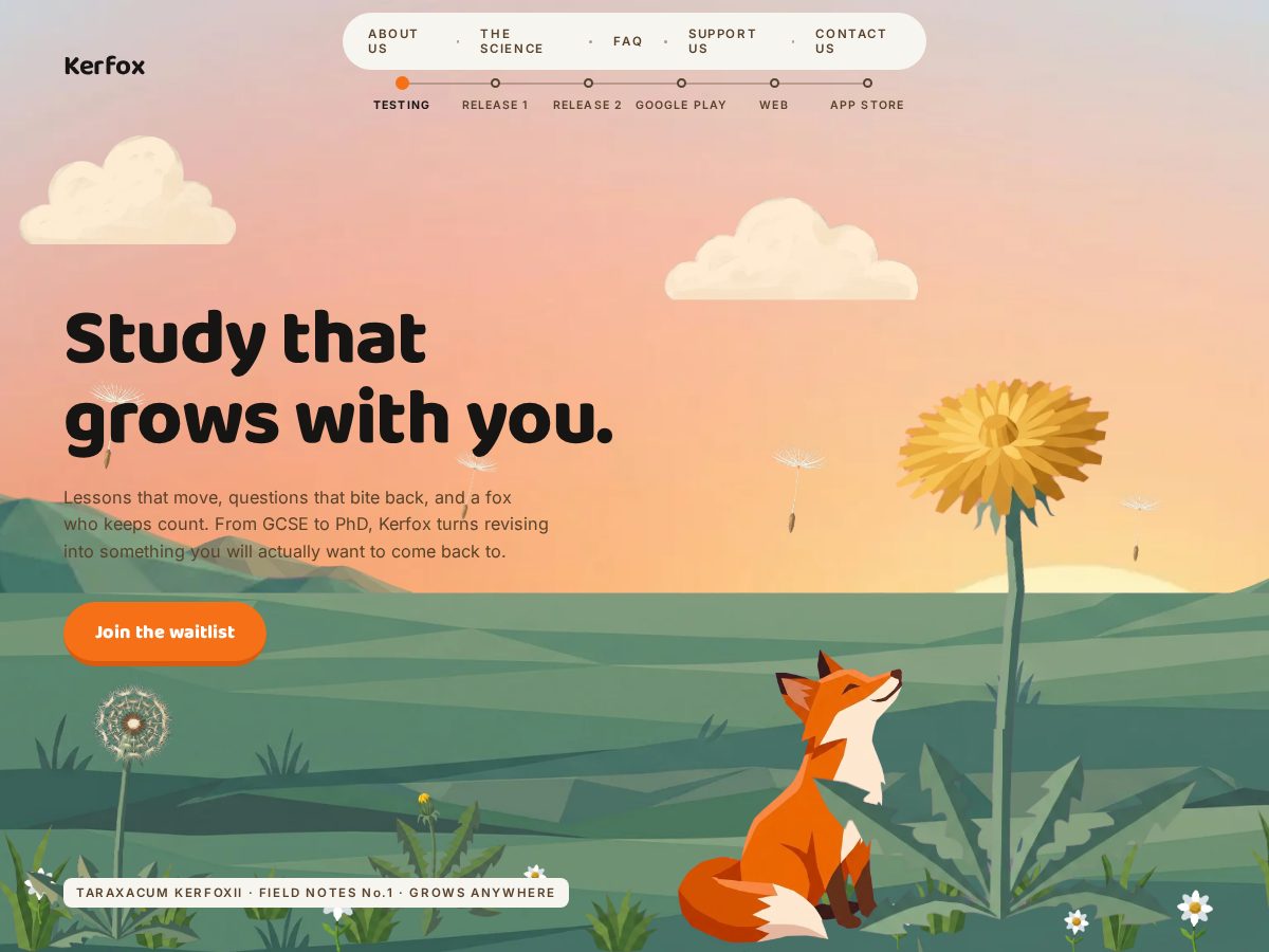 Landing-page snapshot of kerfox.app
