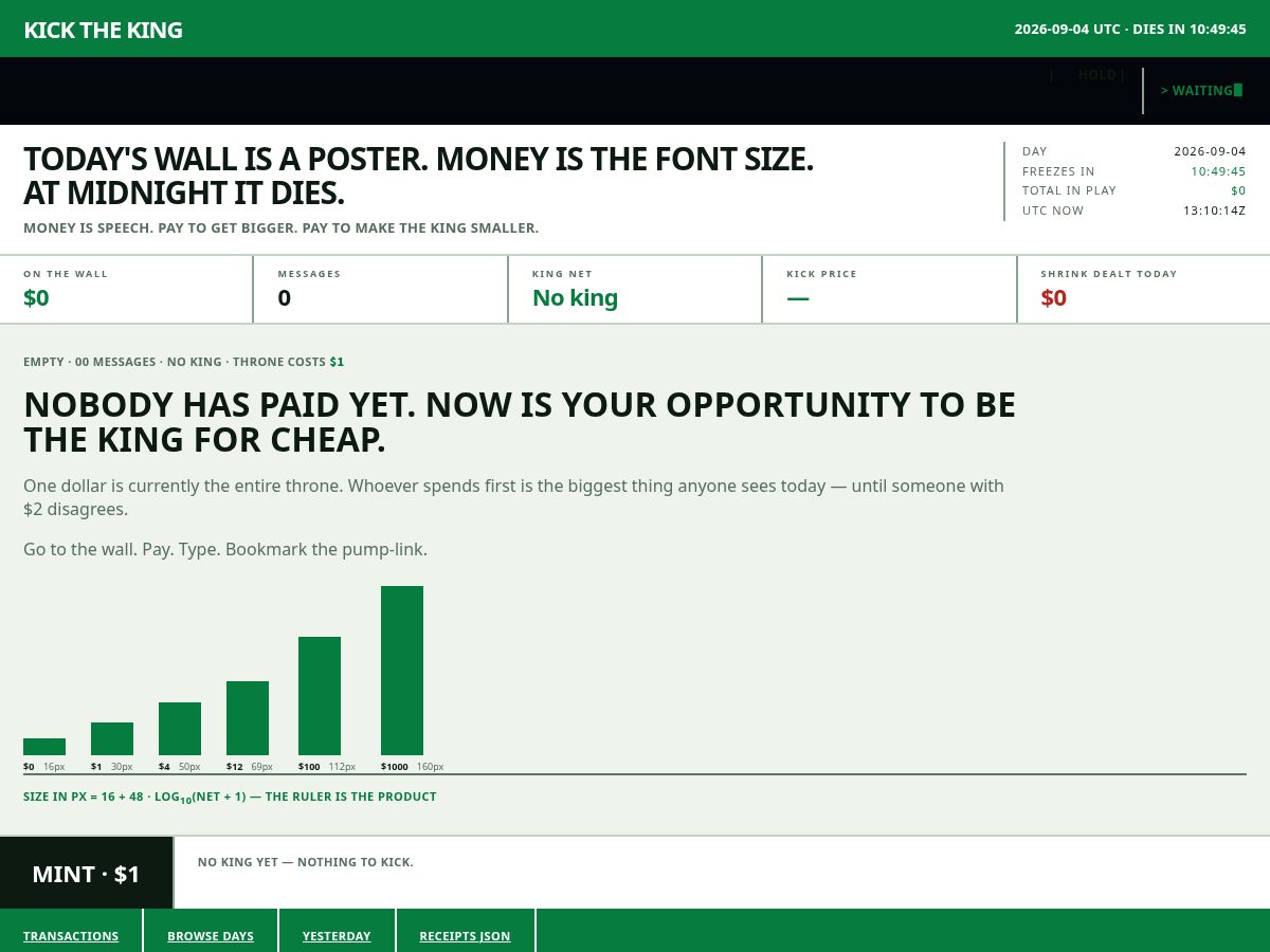 Landing-page snapshot of kicktheking.bid