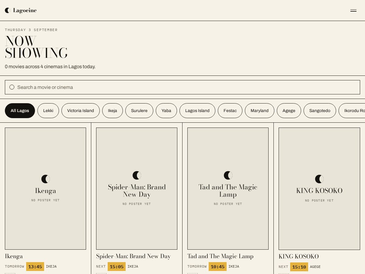 Landing-page snapshot of lagocine.com