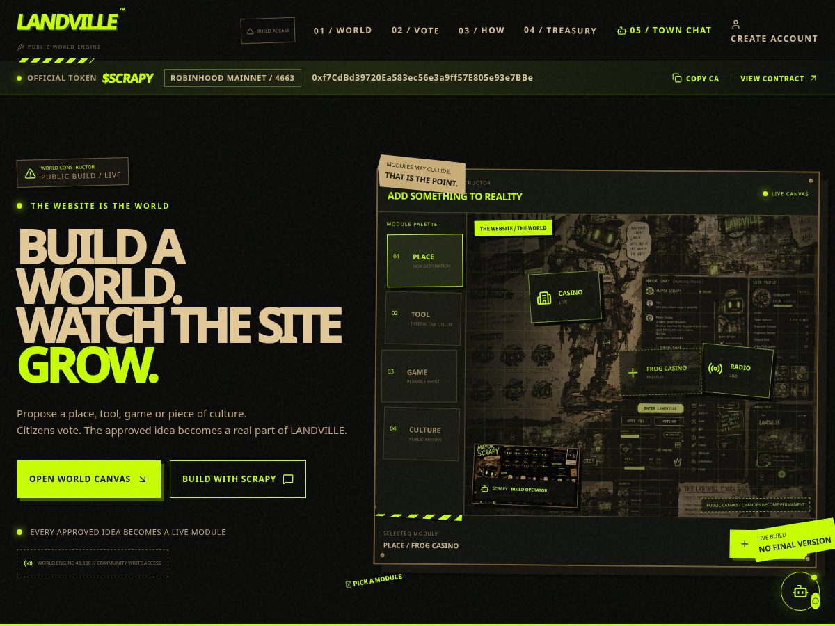 Landing-page snapshot of landville.xyz