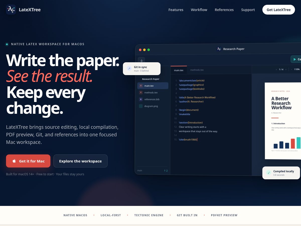 Landing-page snapshot of latextree.com