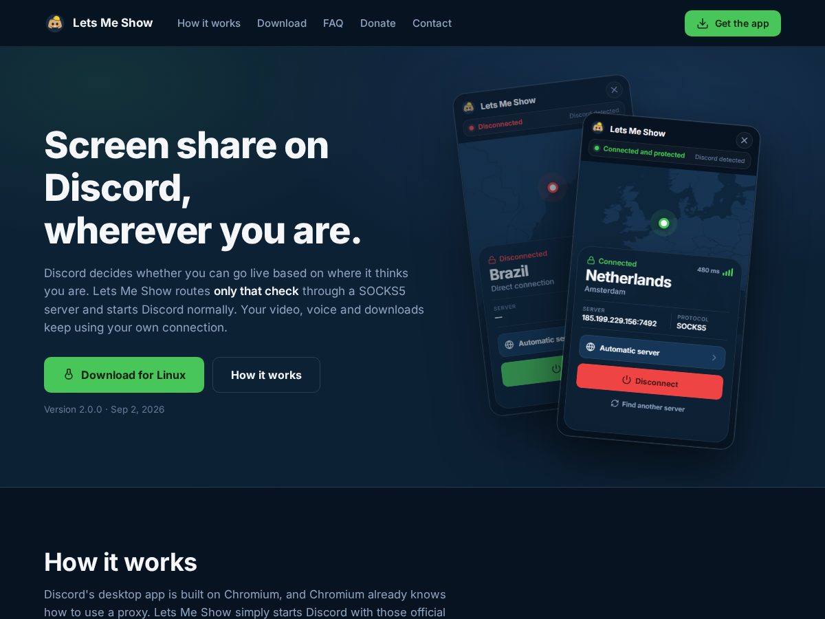 Landing-page snapshot of letsmeshow.com
