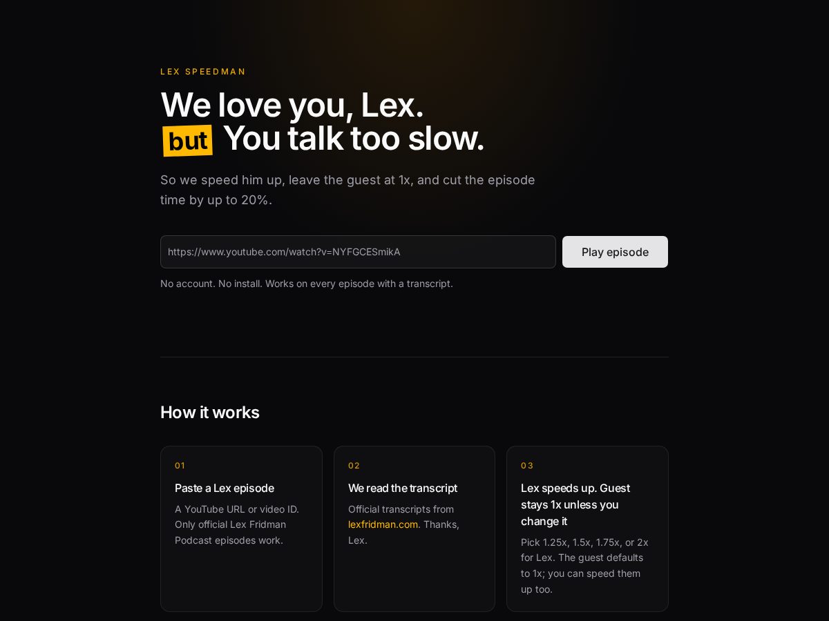 Landing-page snapshot of lexspeedman.com