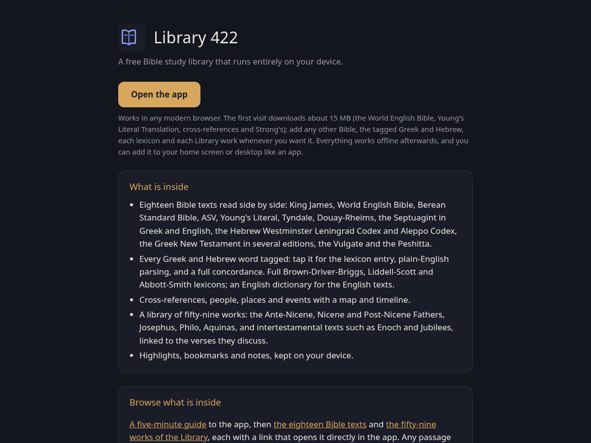 Landing-page snapshot of library422.org