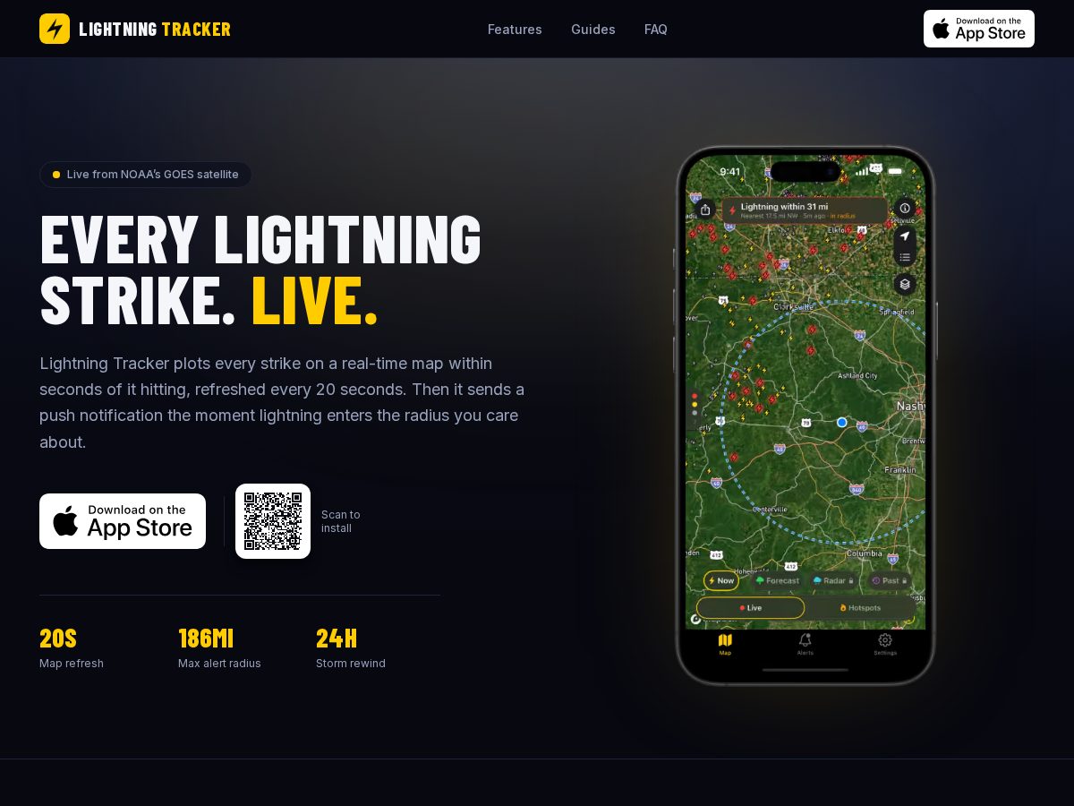 Landing-page snapshot of lightningmap.app
