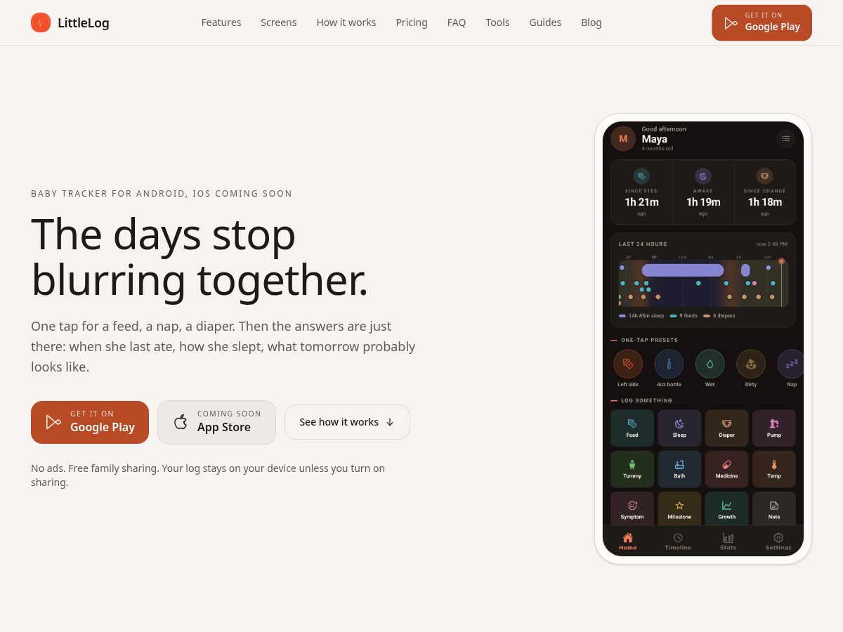 Landing-page snapshot of littlelog.net