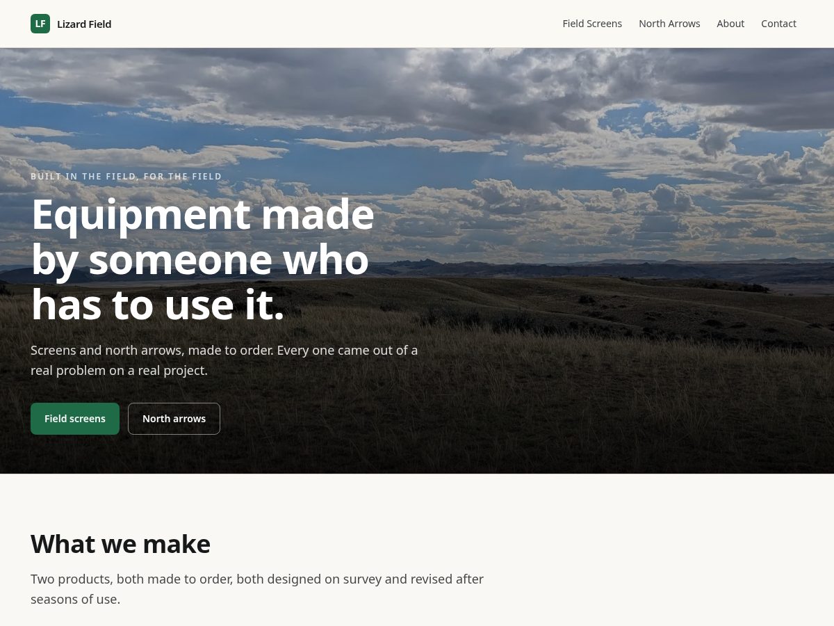 Landing-page snapshot of lizardfield.com