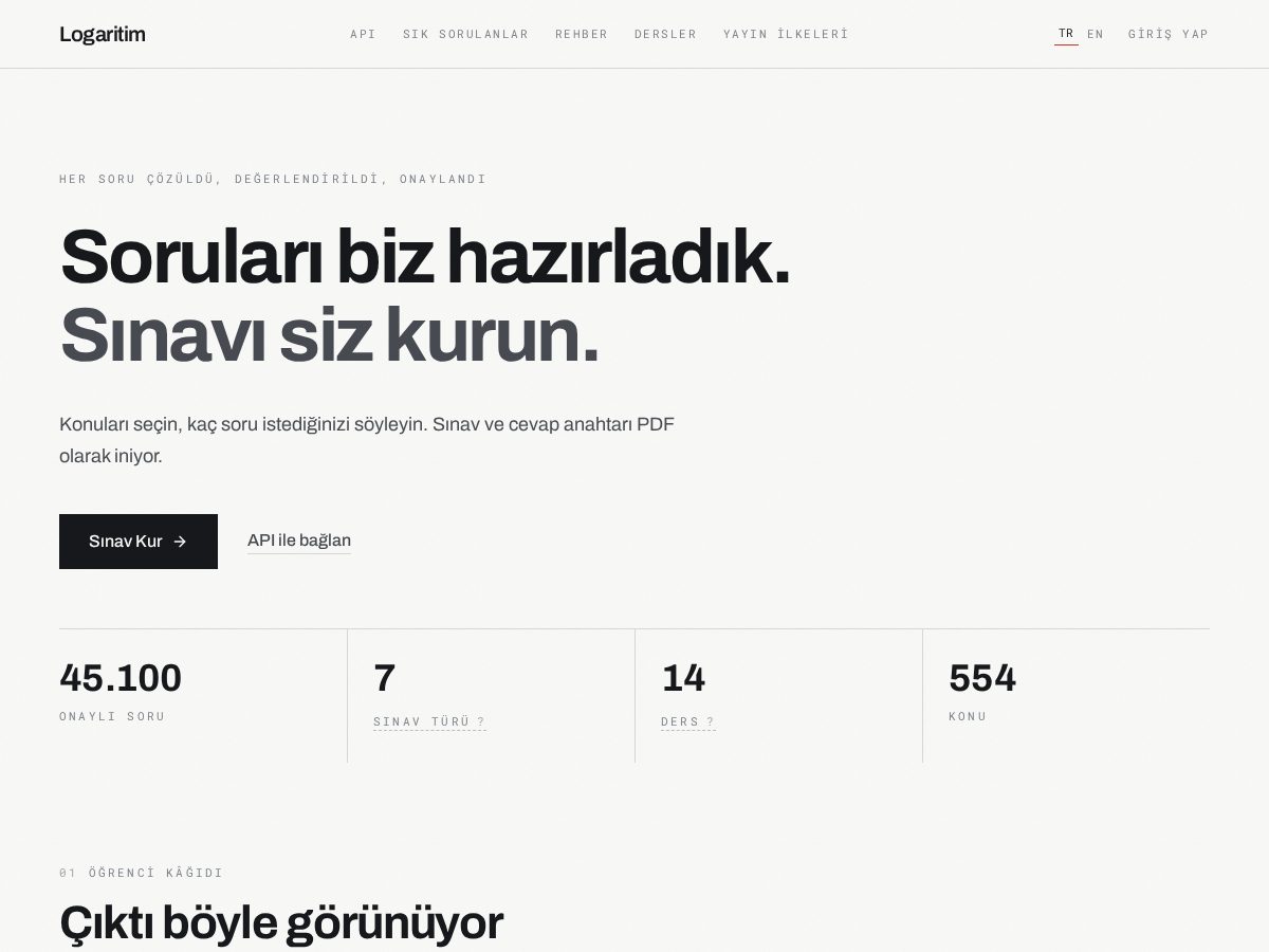 Landing-page snapshot of logaritim.com