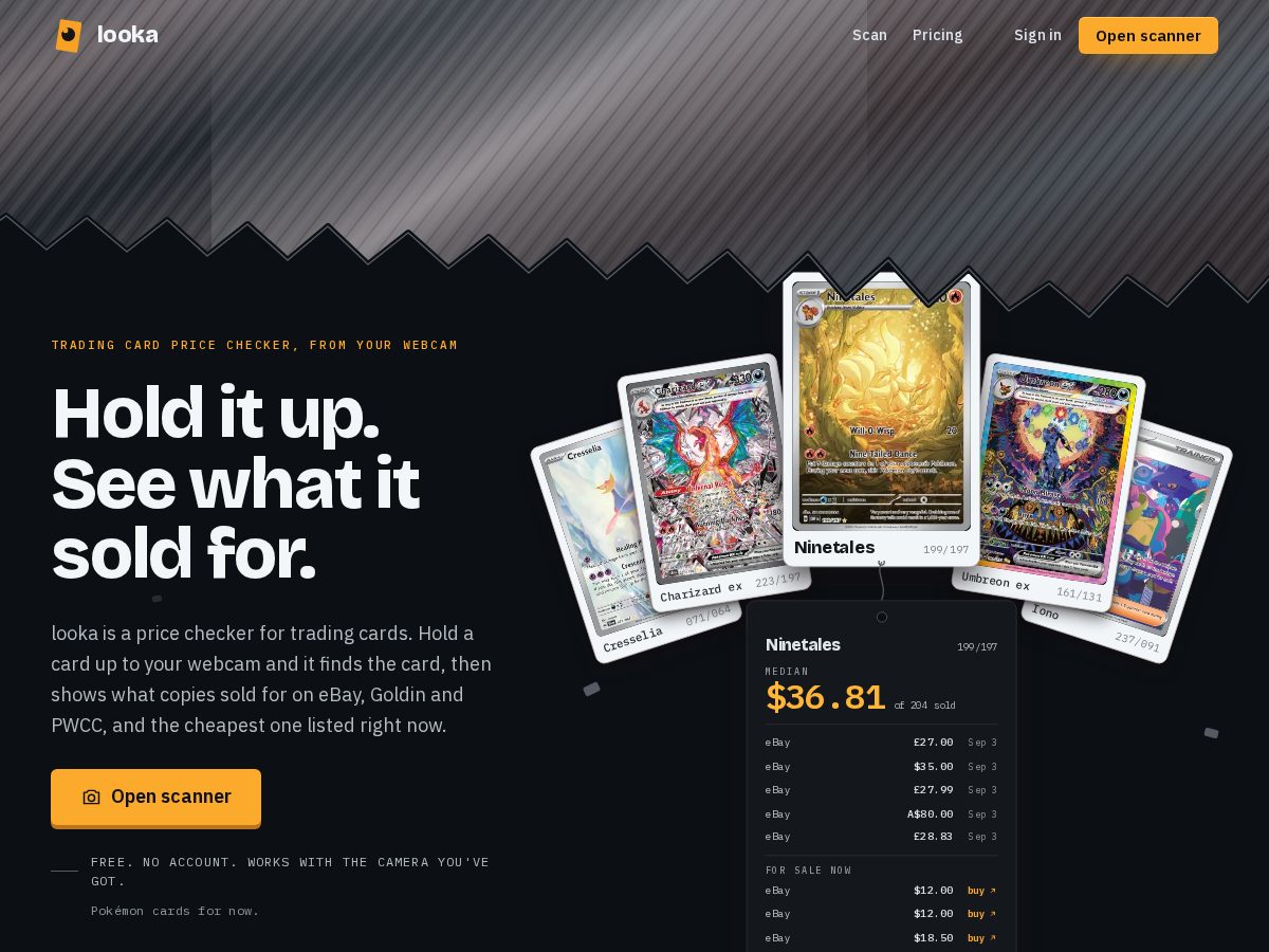Landing-page snapshot of looka.cards