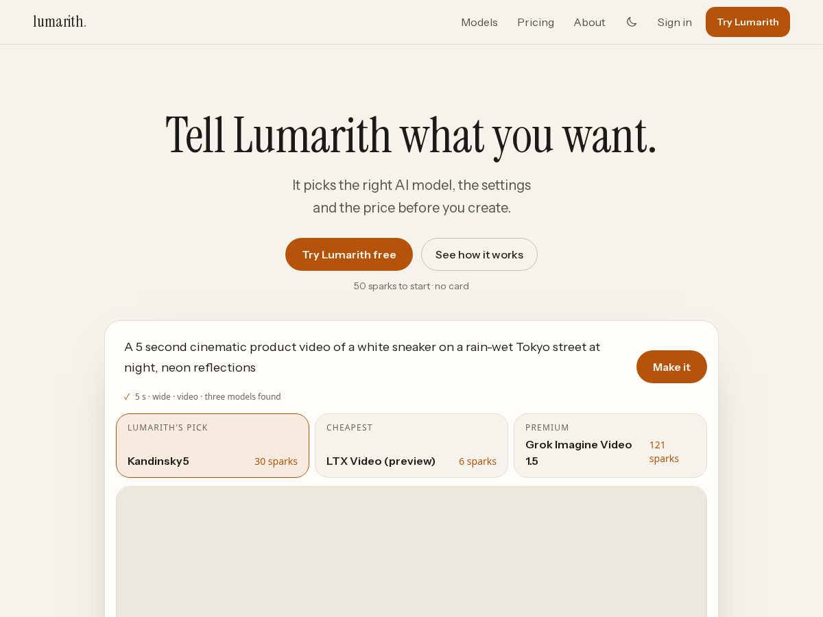 Landing-page snapshot of lumarith.com