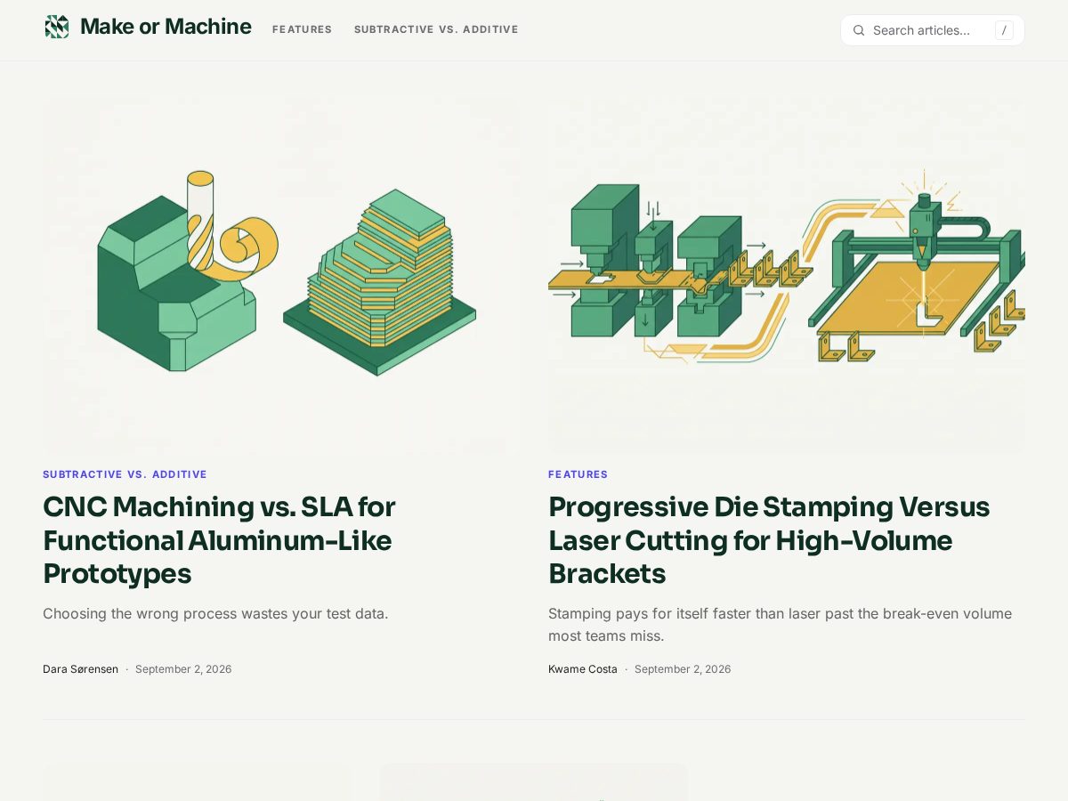 Landing-page snapshot of makeormachine.com
