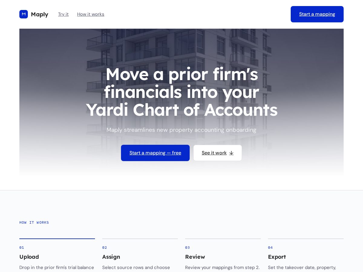 Landing-page snapshot of maplyproperties.com