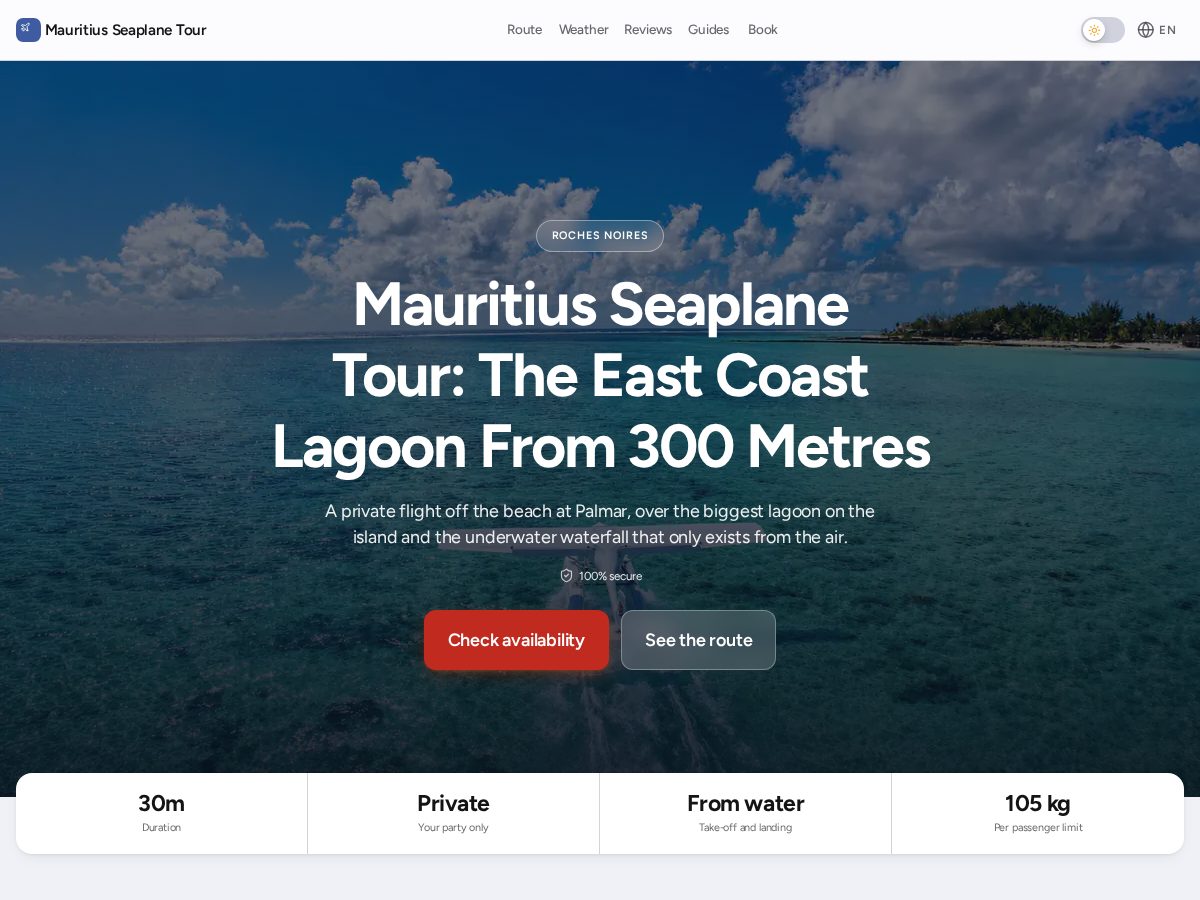 Landing-page snapshot of mauritiusseaplanetour.com