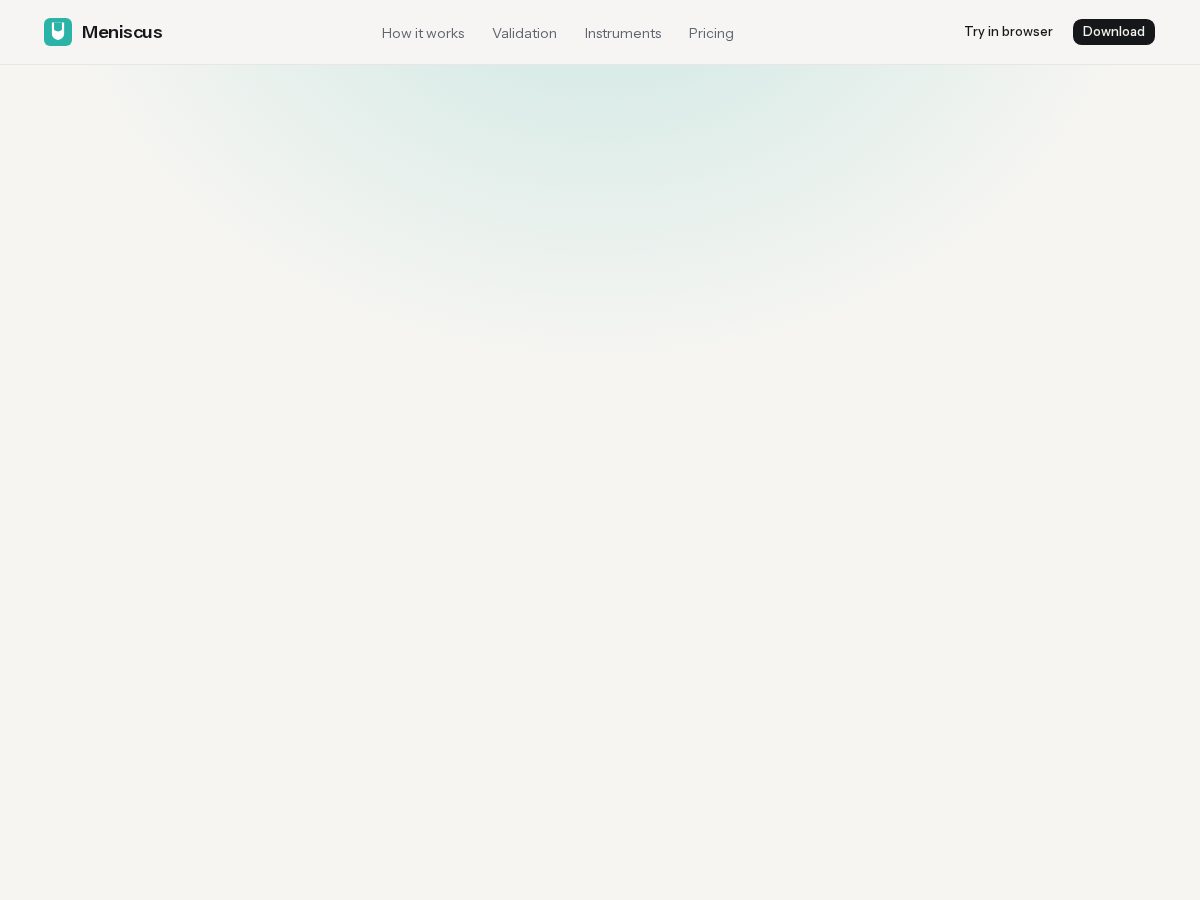 Landing-page snapshot of meniscus.app