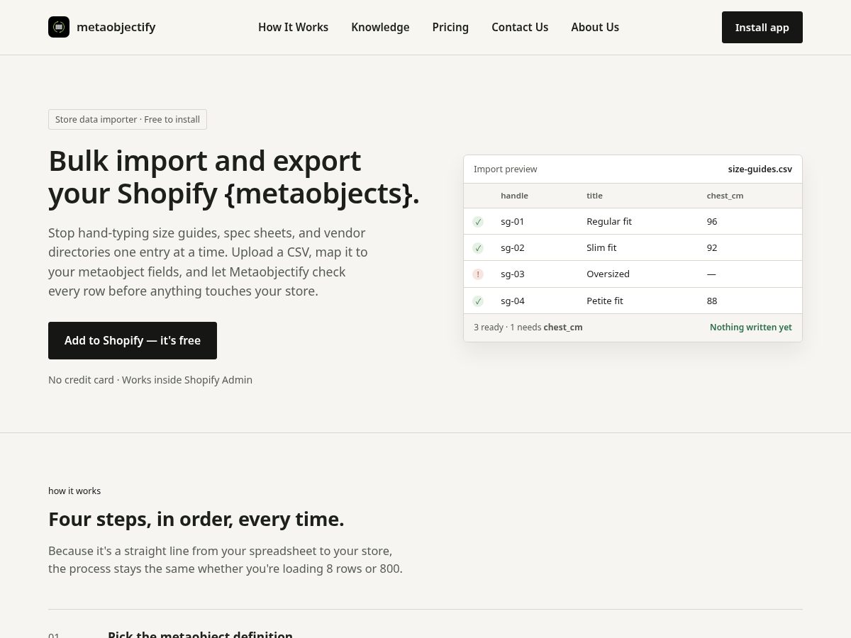 Landing-page snapshot of metaobjectify.com