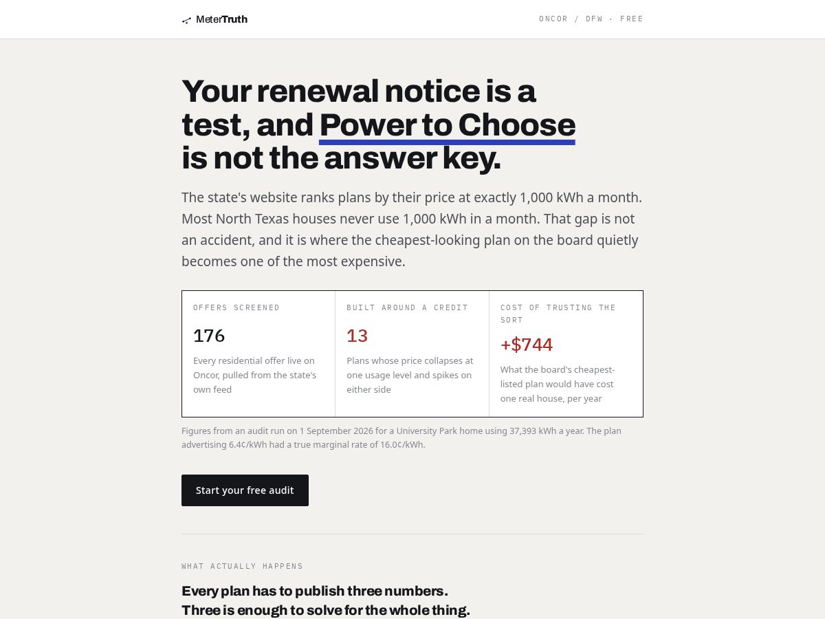 Landing-page snapshot of metertruth.com