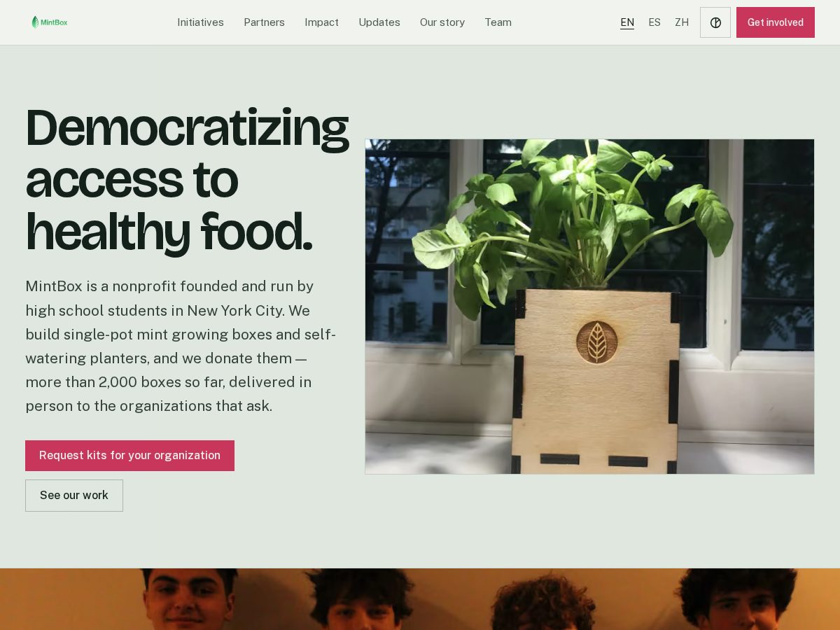 Landing-page snapshot of mintboxny.org