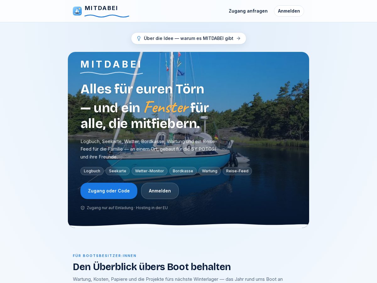 Landing-page snapshot of mitdabei.app
