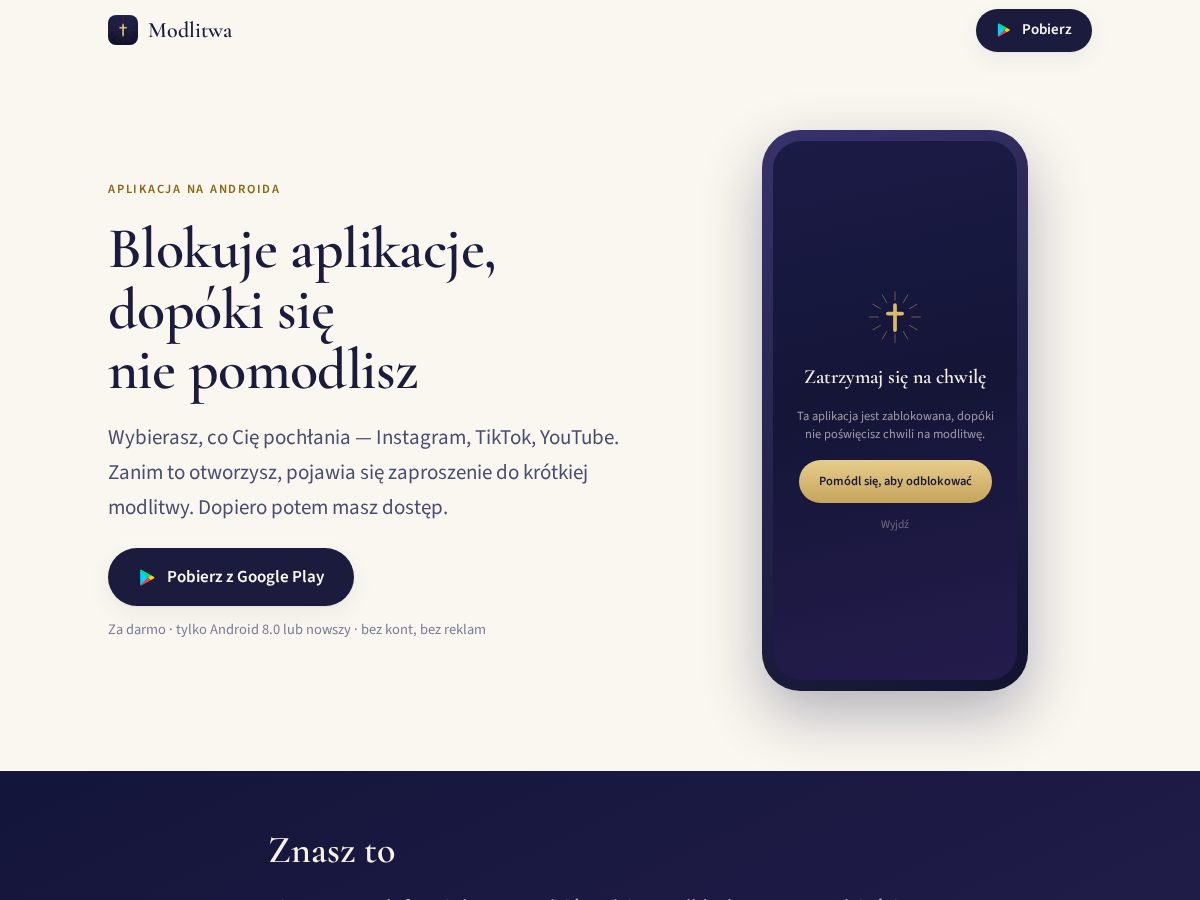 Landing-page snapshot of modlitwa.app