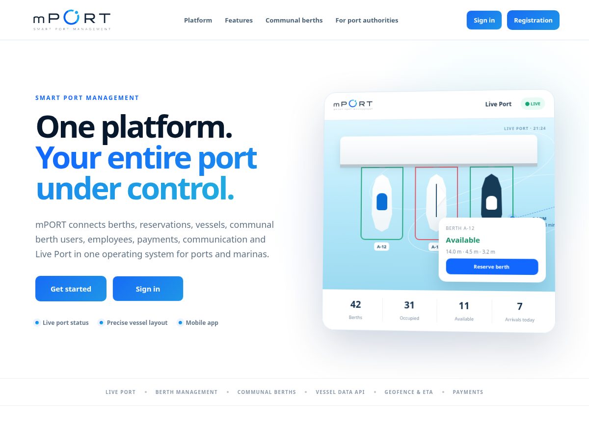 Landing-page snapshot of mport.app