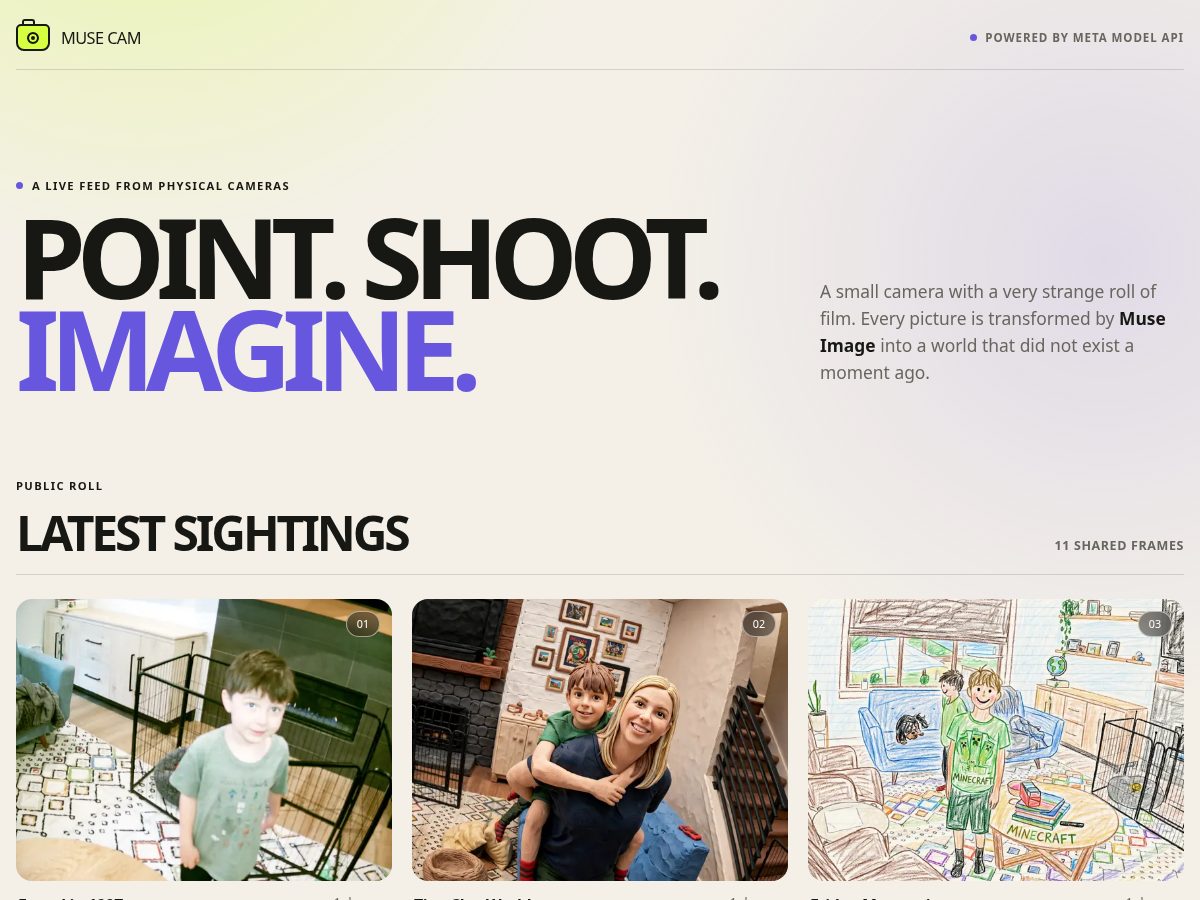 Landing-page snapshot of muse-cam.com