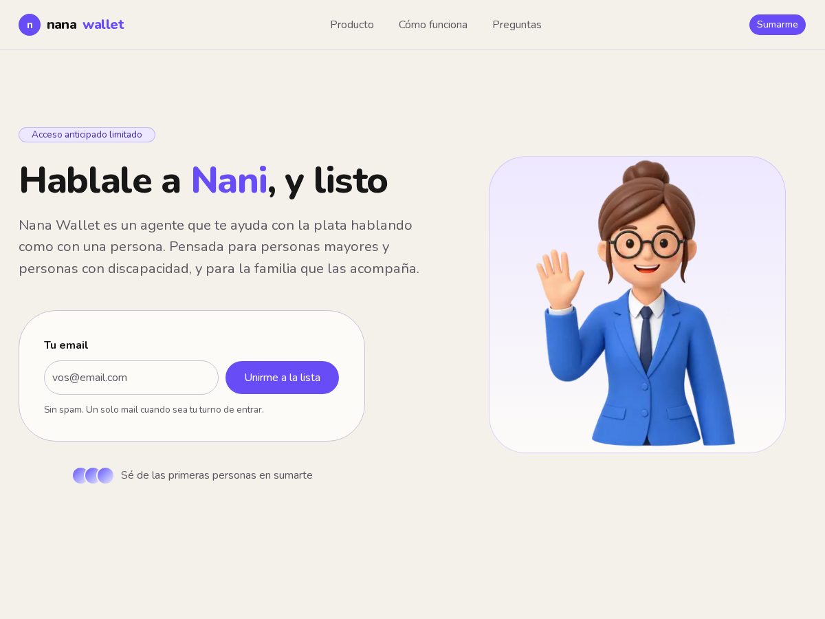 Landing-page snapshot of nanawallet.xyz